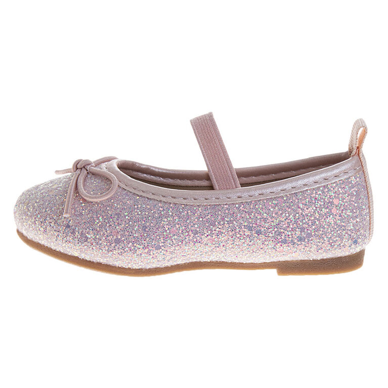 Ballerines plates à paillettes roses pour petites filles, taille