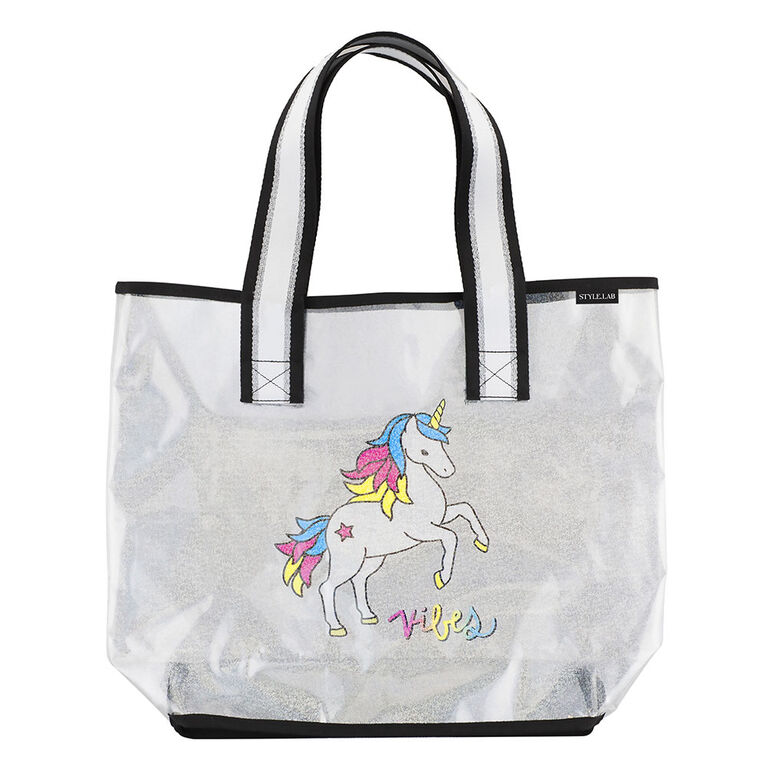 Transparent  Holographic Tote -Good Vibes Unicorn - Édition anglaise