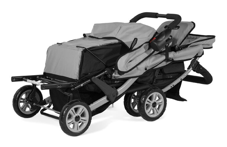 Foundations Trio Sport 3-Seat Multi-Child Stroller, Gray/Black