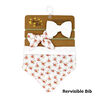 Amor Bebe 3 Piece Muslin Reversible Bib with 2 Headbands Set: Ivory Floral