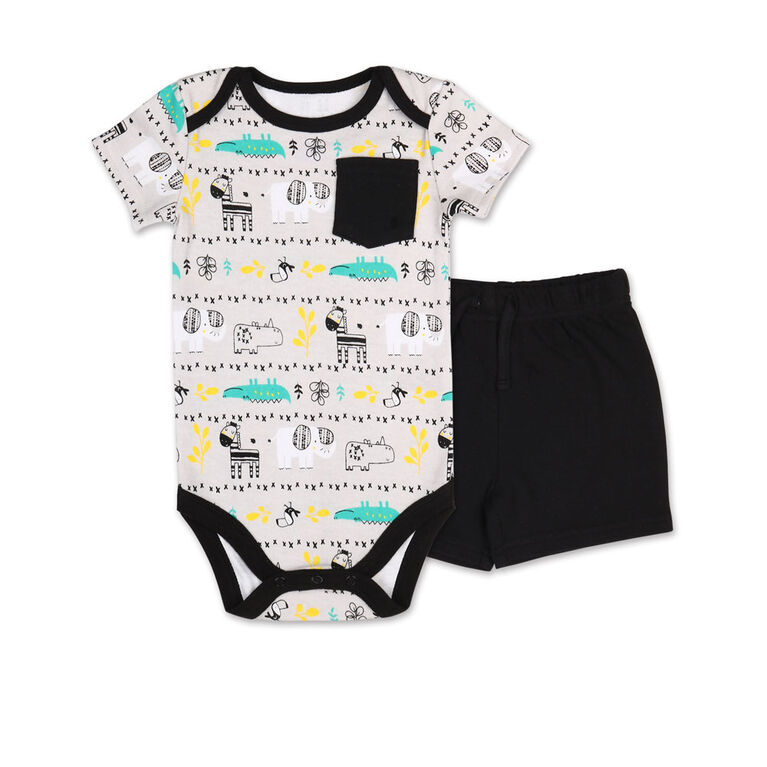 Ensemble 2 pièces Koala Baby imprimé Safari - combinaison et culotte courte, 0-3 Mois