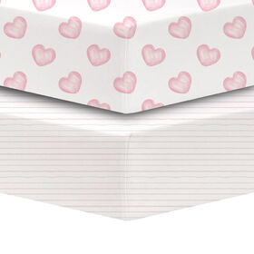 Koala Baby - Percale 2 Pk Nouveaux Coeurs Roses