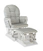 Hoop Glider and Ottoman - White/Gray Chevron.