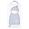 Just Born  - 2 piece Swaddle Blanket+Hat - Blue Plaid
