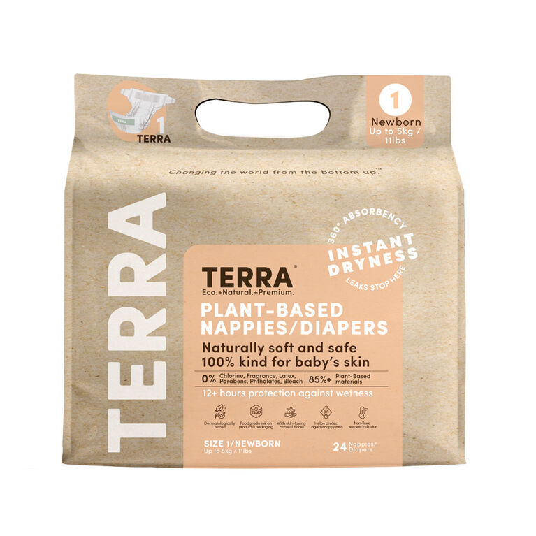 Terra Diapers Size 1 Newborn - 24 Pack