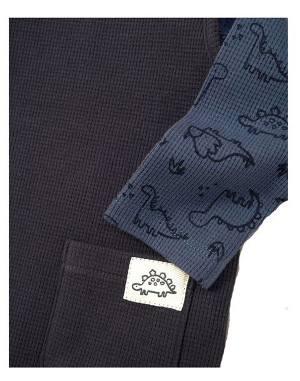 Lily & Jack Dino Waffle Dungaree Set-Grey