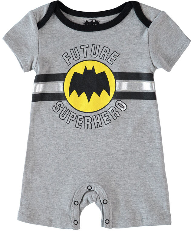 Batman Newborn Future Superhero 2 Pack Rompers 0-3M Grey
