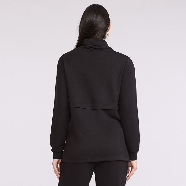Motherhood -  Long Sleeve Scuba Funnel Nursing Top - Black -M