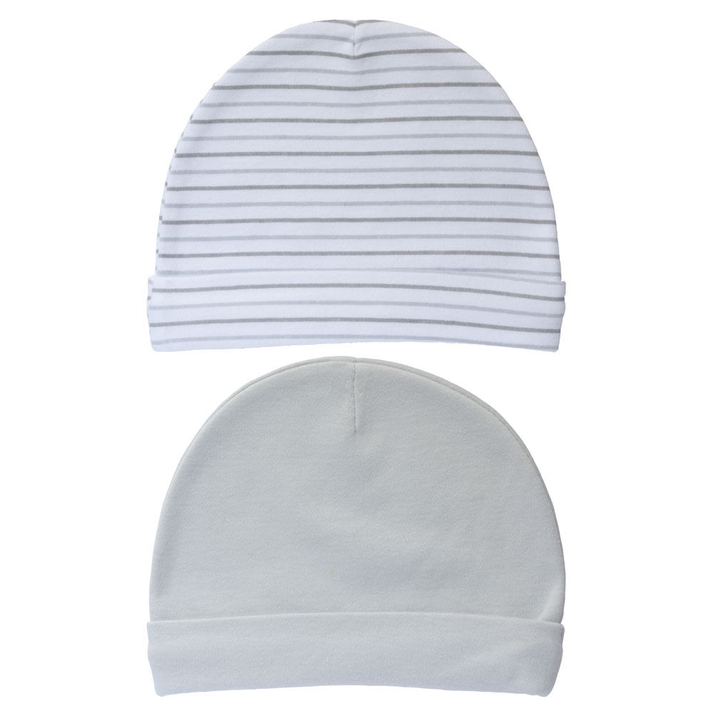 Koala Baby 2 Pack Baby Hats Grey Stripes size 3 6 months