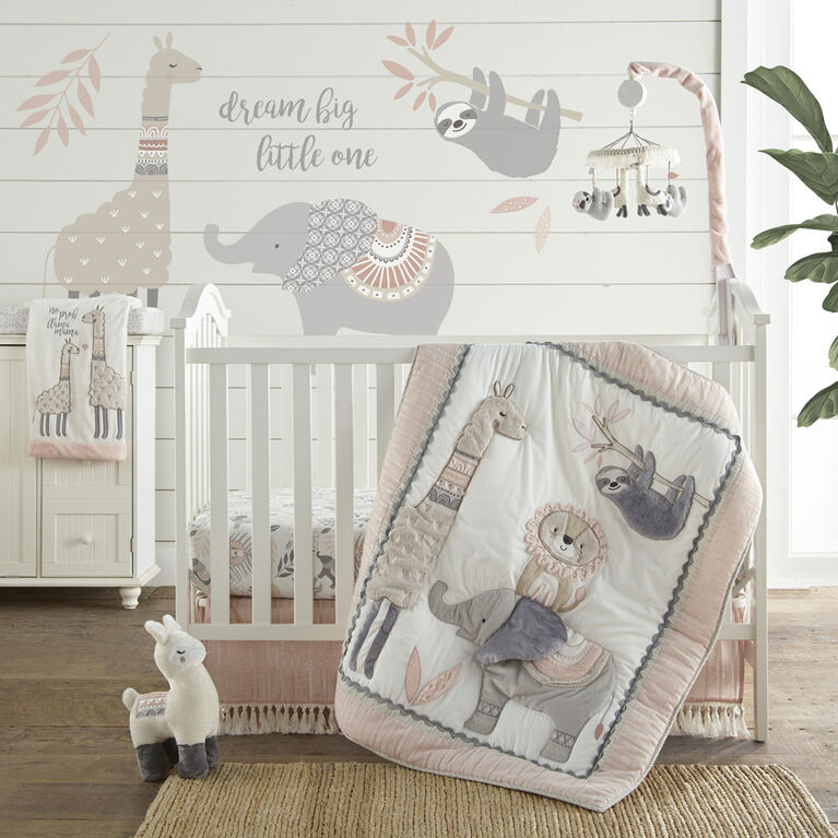 Levtex Baby - Drap-housse pour lit de bébé taupe et gris Bailey à thème de  la forêt.