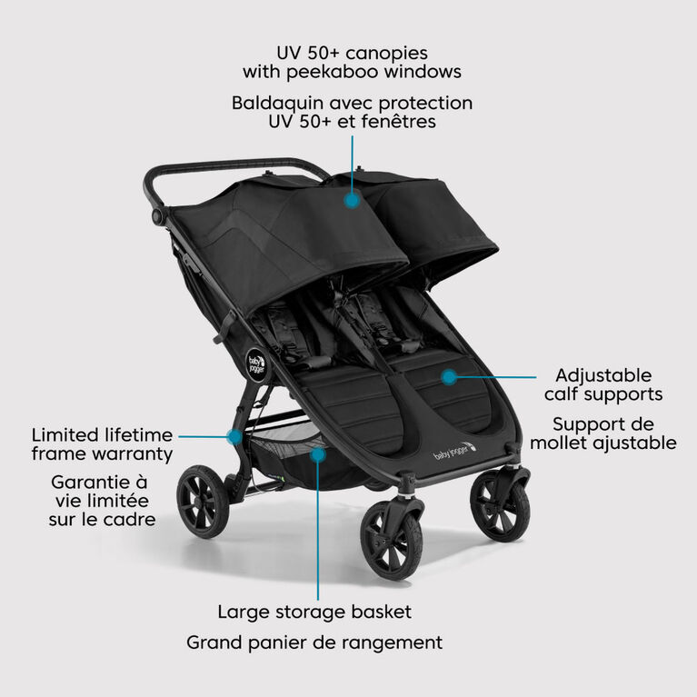 Baby Jogger City Mini GT2 All-Terrain Double Stroller, Jet Black