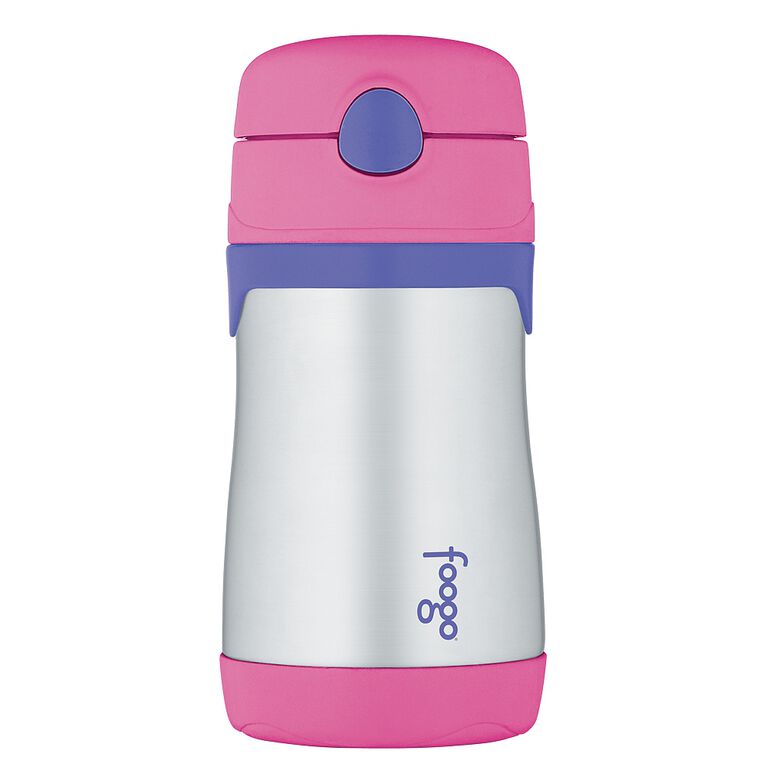 Thermos Foogo - bouteille avec paille étanche en acier inoxydable - rose.