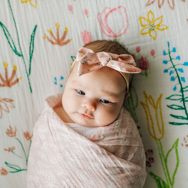 Red Rover - Cotton Muslin Swaddle Single - Pink Meadow - R Exclusive