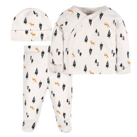 Gerber Childrenswear - Ensemble 3 pi&egrave;ces Side Snap Take Me Home - Cerf - Nouveau-n&eacute;