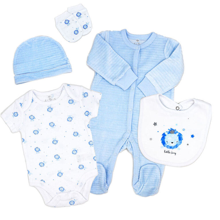 Rock a Bye Baby Blue Lion Velour 5 Piece Gift Set