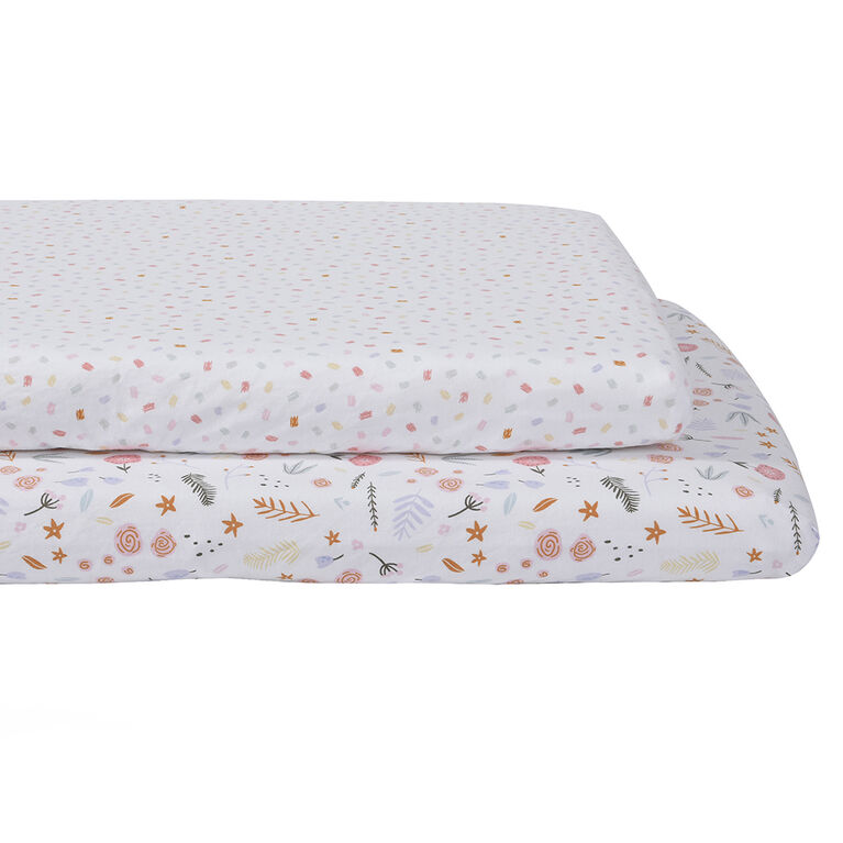 Baby's First by Nemcor, 2Pack Jersey Mini Crib Sheets, Floral Babies