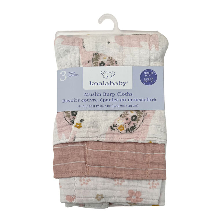 Koala Baby - 3 Pk Zen Elephant Muslin Burpcloth