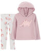 Ensemble 2 pièces haut à capuchon à imprimé de dinosaure et legging mauve Carter’s