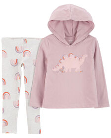 Ensemble 2 pièces haut à capuchon à imprimé de dinosaure et legging mauve Carter’s