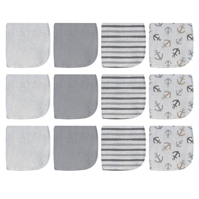 Grey 12 Pack Washcloths