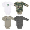 Koala Baby 4Pk Long Sleeve Bodysuit Camo Dino, 6-9 Months