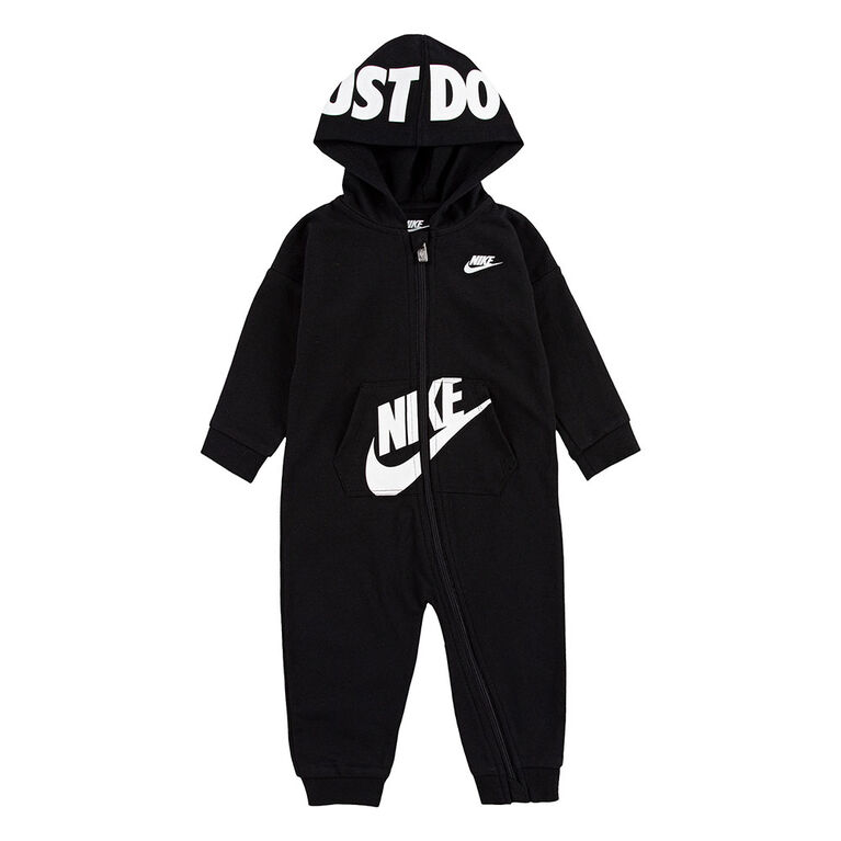 Nike Hooded Baby Ft Coverall - Black, Size 18 Months