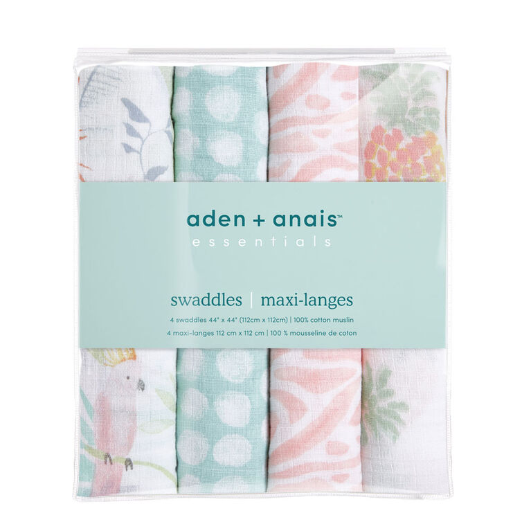 Aden + Anais Essentials 4-Pack Muslin Swaddles Tropicalia