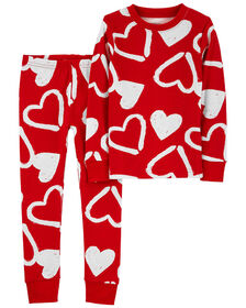 Ensemble pyjama 2 pi&egrave;ces en coton ajust&eacute; &agrave; motif de c&oelig;urs de la Saint-Valentin rouge Carter's