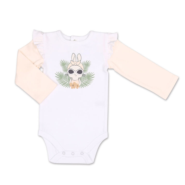 Ensemble 2 pièces Koala Baby Tropical pour fille - combinaison avec lapin et pantalon de sport à motif floral, 12 Mois