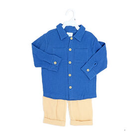 Baby Mode Ensemble de pantalon de gaze 2 pièces : Bleu denim