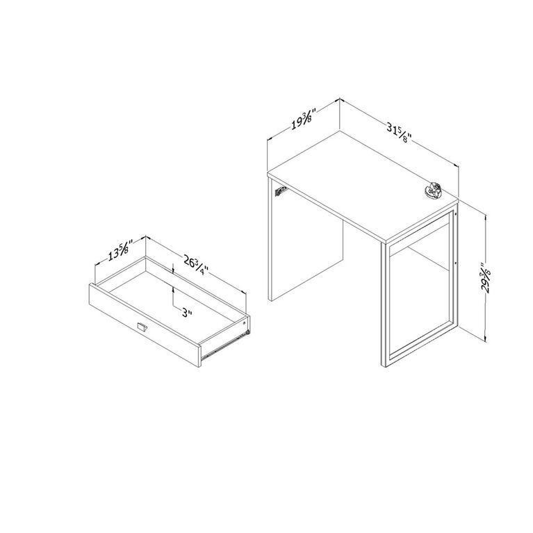 Interface Bureau de travail 1 tiroir Blanc solide