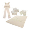 Petit Coulou ensemble cadeaux 4 pcs: chaussons, mitaines, bonnet, couverture avec broderie de mouton.