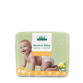 Aleva Naturals Bamboo Baby Diapers - Size 4 (20-30lbs/9-13kg) - 26 Count