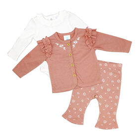 Baby Mode  Pink 3-Piece Little Cardigan Set