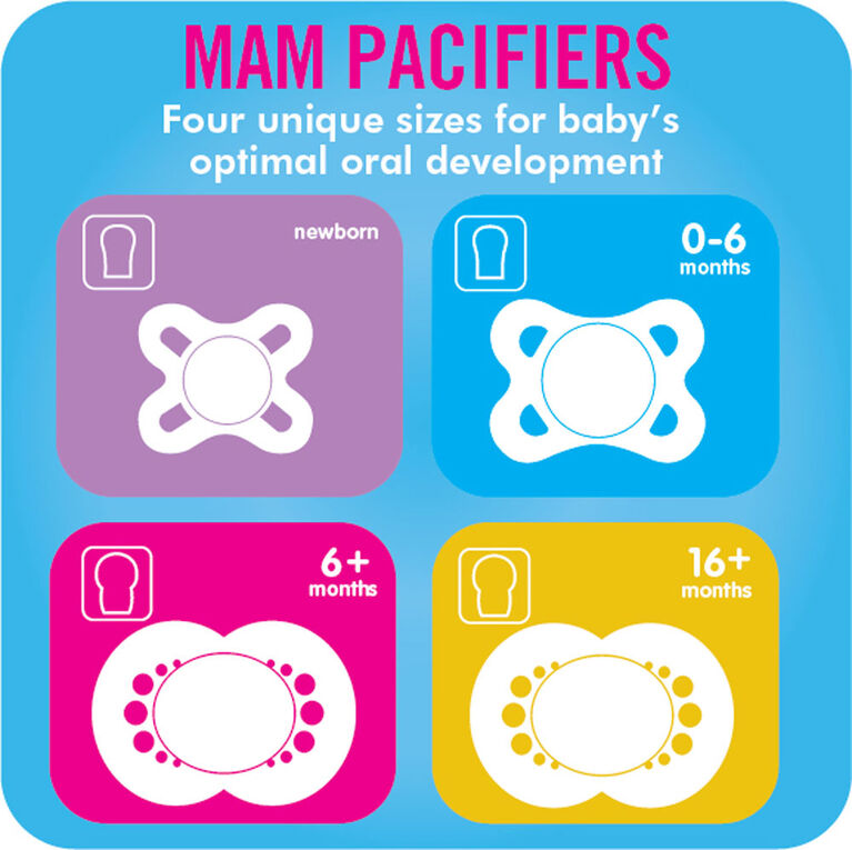 MAM Attitude Orthodontic Pacifier, 6+ Months 2-Count, Pink