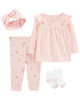 Carter's Four Pack Top And Leggings Set Pink 