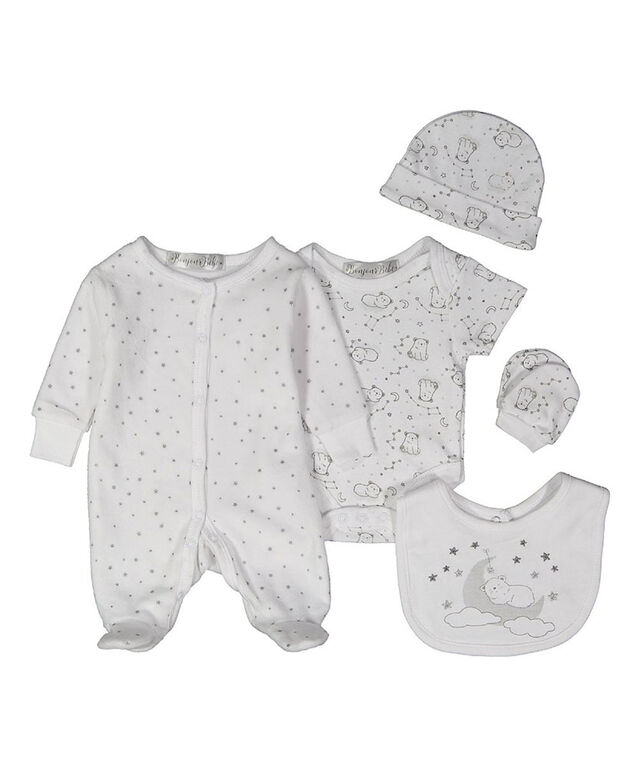 Bonjour Bebe - Bear 5-Piece Velour Gift Set - English Edition - 3-6 Months