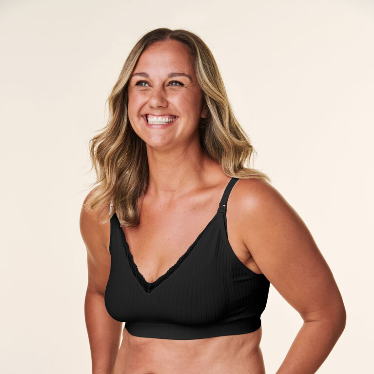 Basics par Bravado Soutien-gorge de grossesse et d’allaitement à une épaisseur, Noir, Grande