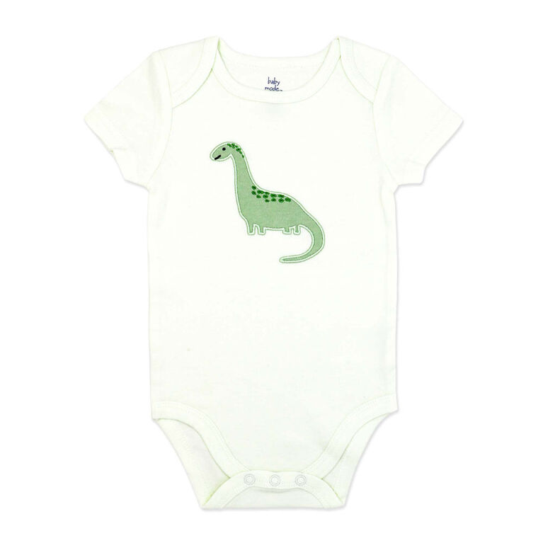 Baby Mode Body à manches courtes : Dinosaure vert pour nouveau-né