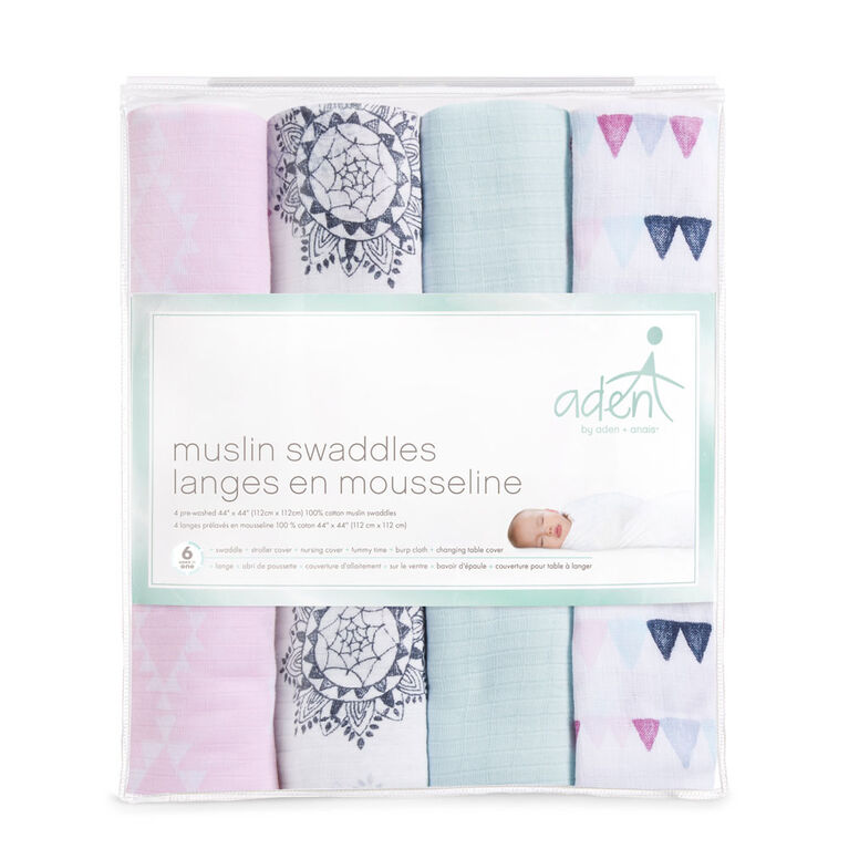 aden by aden + anais muslin swaddles, pretty pink