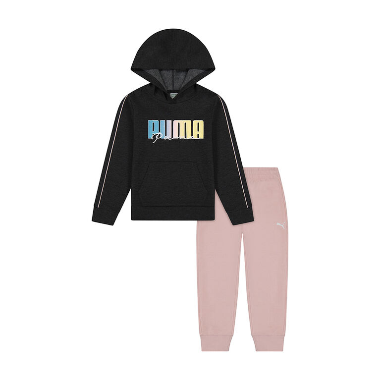 PUMA - Pullover Hoodie & Jogger Set Black Heather 18 Months