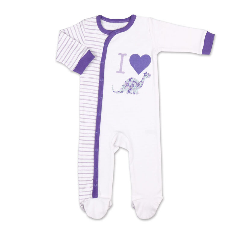 Koala Baby Purple Dino Stripes Sleeper, Newborn