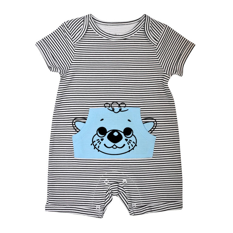 Fisher Price Striped Romper - Blue, 9 Months