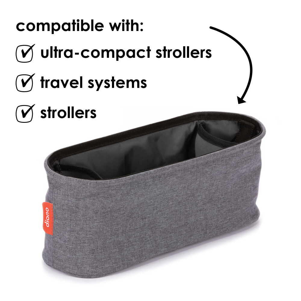 Diono Buggy Buddy Universal Stroller Organizer With Cup Holders Secure Attachment Zippered Pockets Safe Secure Gray Babies R Us Canada