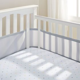 BreathableBaby Breathable Mesh Crib Liner - Classic Collection -  Gray - Fits Full-Size Four-Sided Slatted and Solid Back Cribs - Anti-Bumper