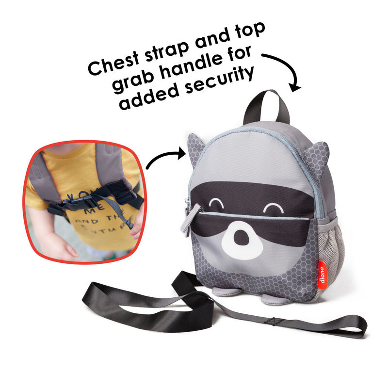 Diono Racoon Character Kids Mini Back Pack Toddler Leash & Harness for Child Safety, With Padded Shoulder Straps For Child Comfort
