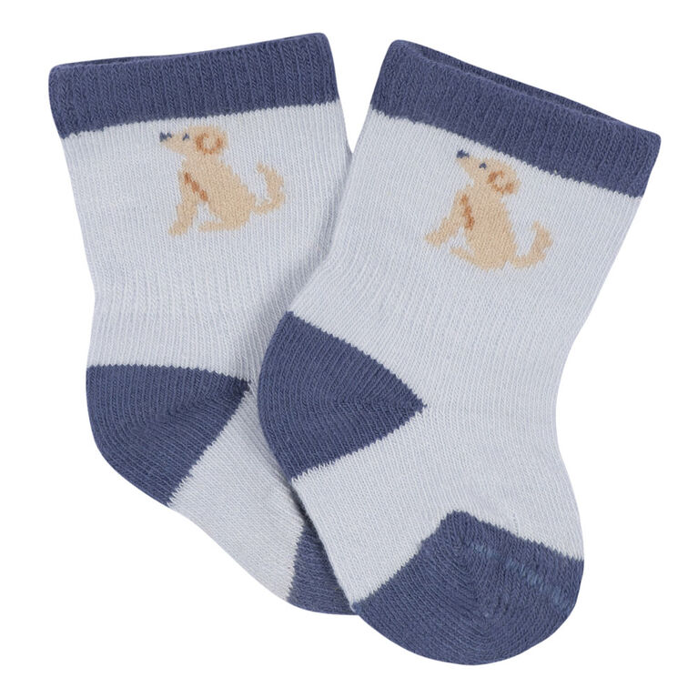 Gerber Childrenswear - 6 Pack Jersey Crew Socks Puppy Playground - 0-3M