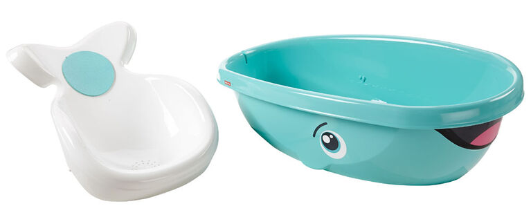 Fisher-Price Baby to Toddler Bath Whale of a Tub with Removable Infant Seat and Drain Plug