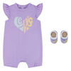 Levi's Heart Romper and Booties Set - Purple Rose