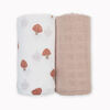 Lulujo - Cotton Muslin Swaddles 2 Pack - Mushroom + Sand